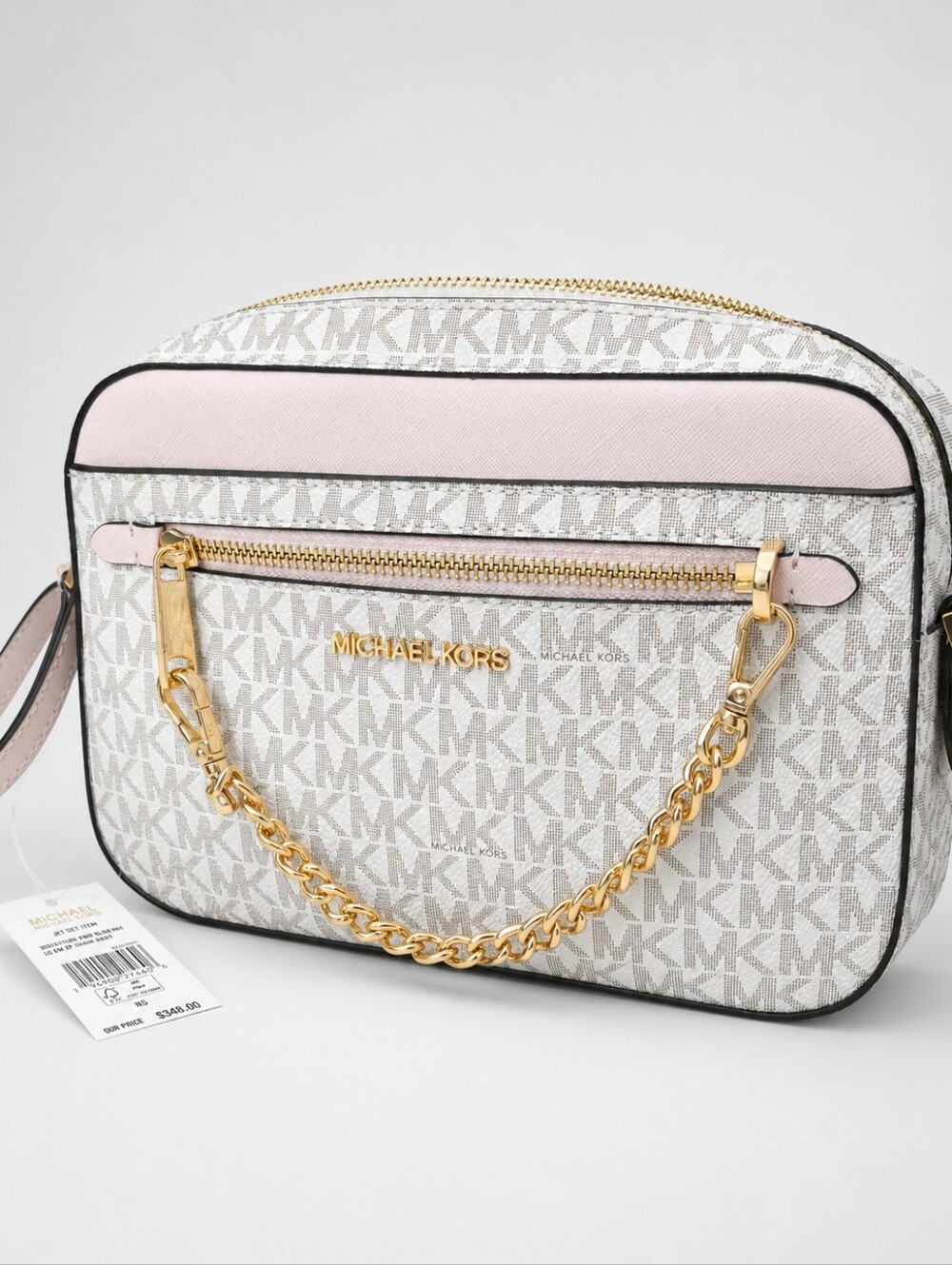 Michael Kors Jet Set Item East West Zip Chain Crossbody Bag Powder Blush